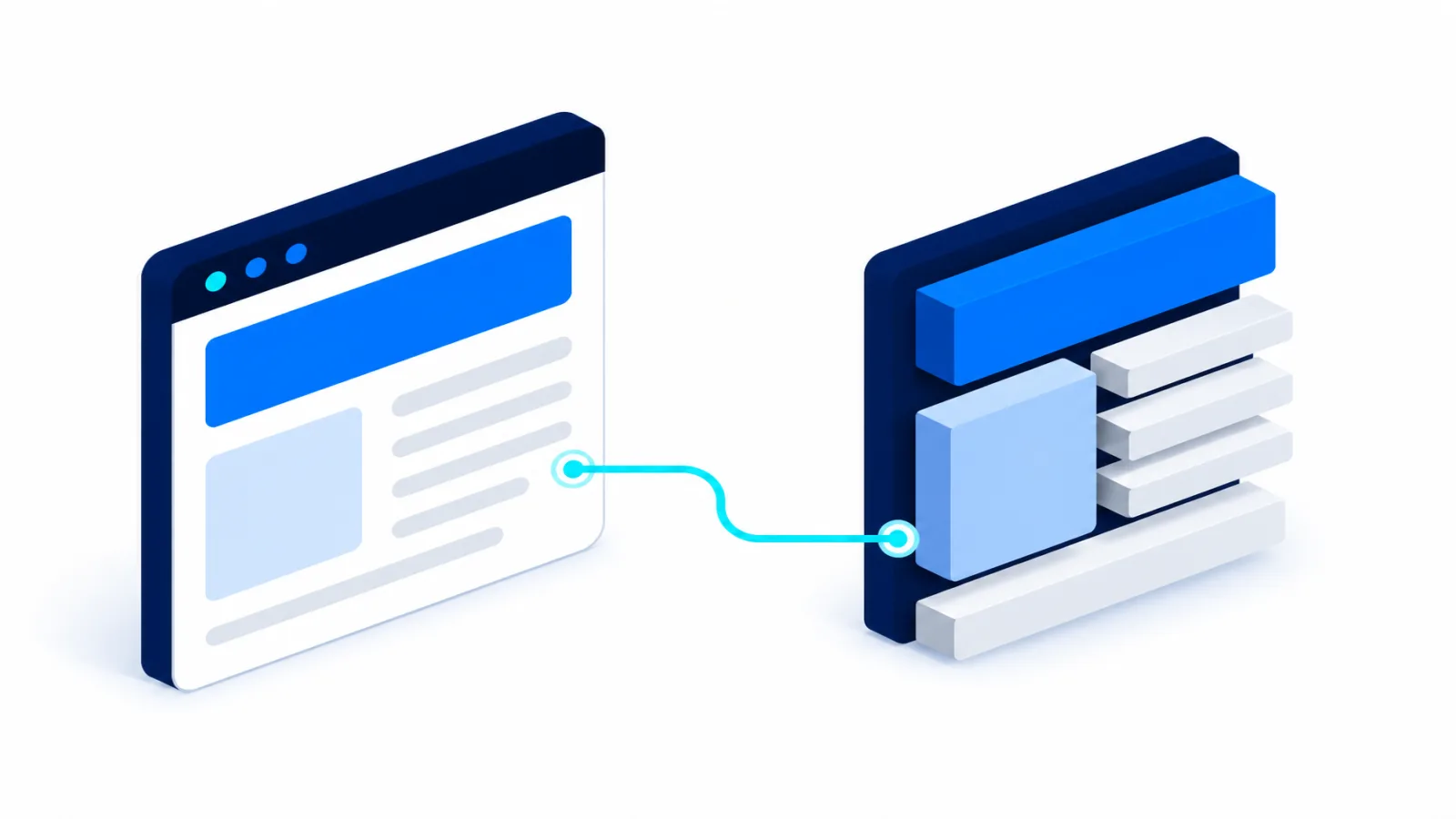 Interface d'un constructeur de pages sur un site vitrine