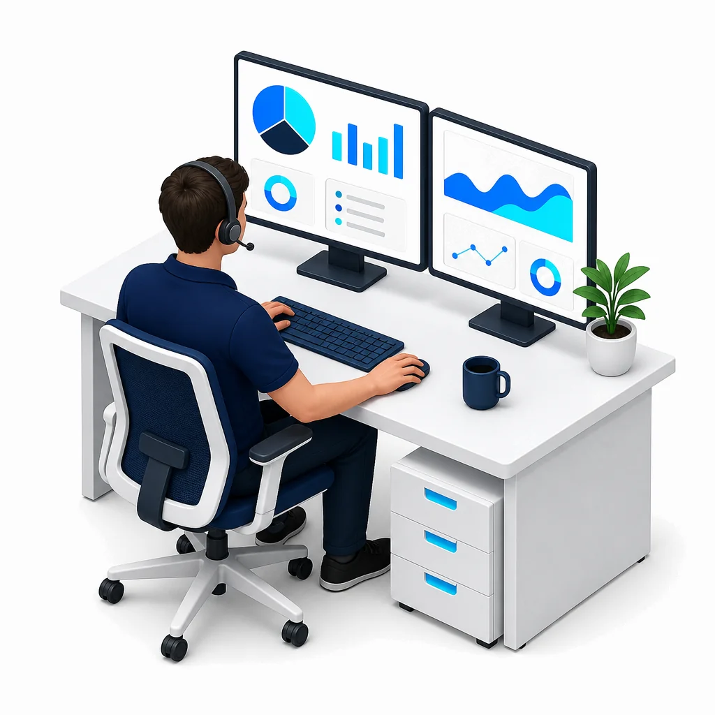 Helpdesk, casque et écrans de supervision