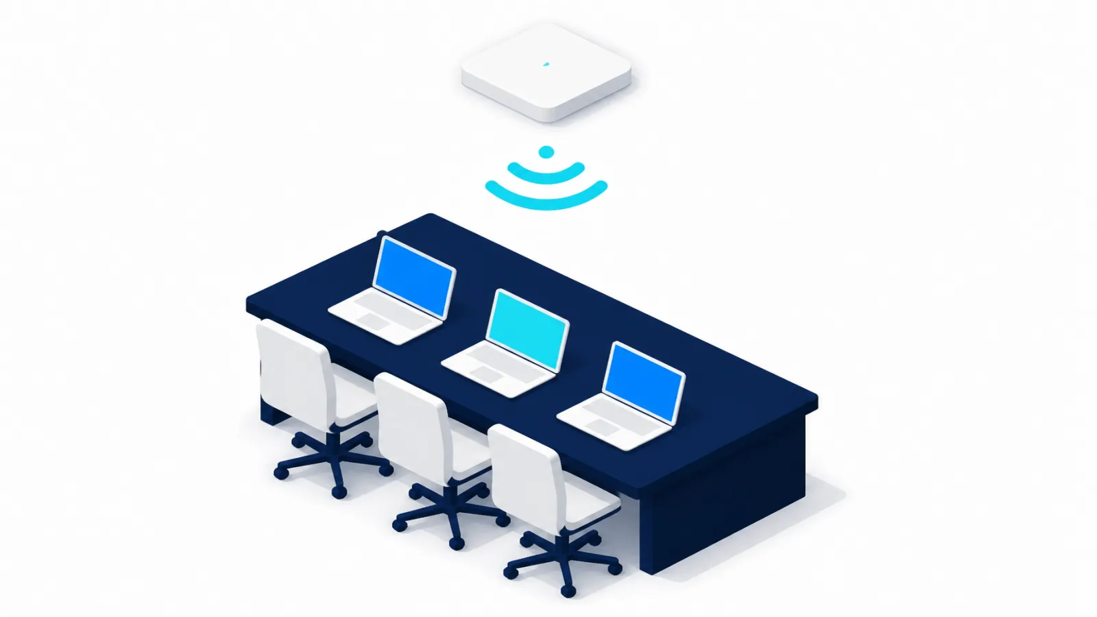Bornes Wi-Fi d'un local professionnel avec réseaux visiteurs et postes séparés